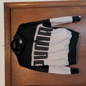 Puma Mixed Media Black and Grey Funnel Neck Sweatshirt